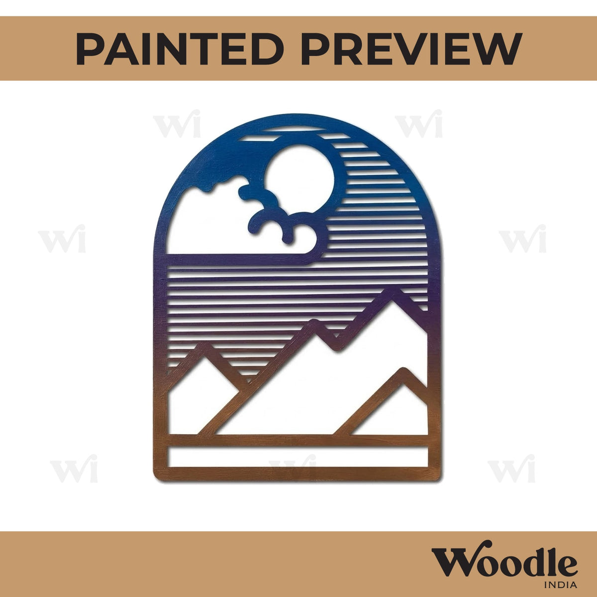 Mountains Sun Cloud Wall Cutout MDF Design 1
