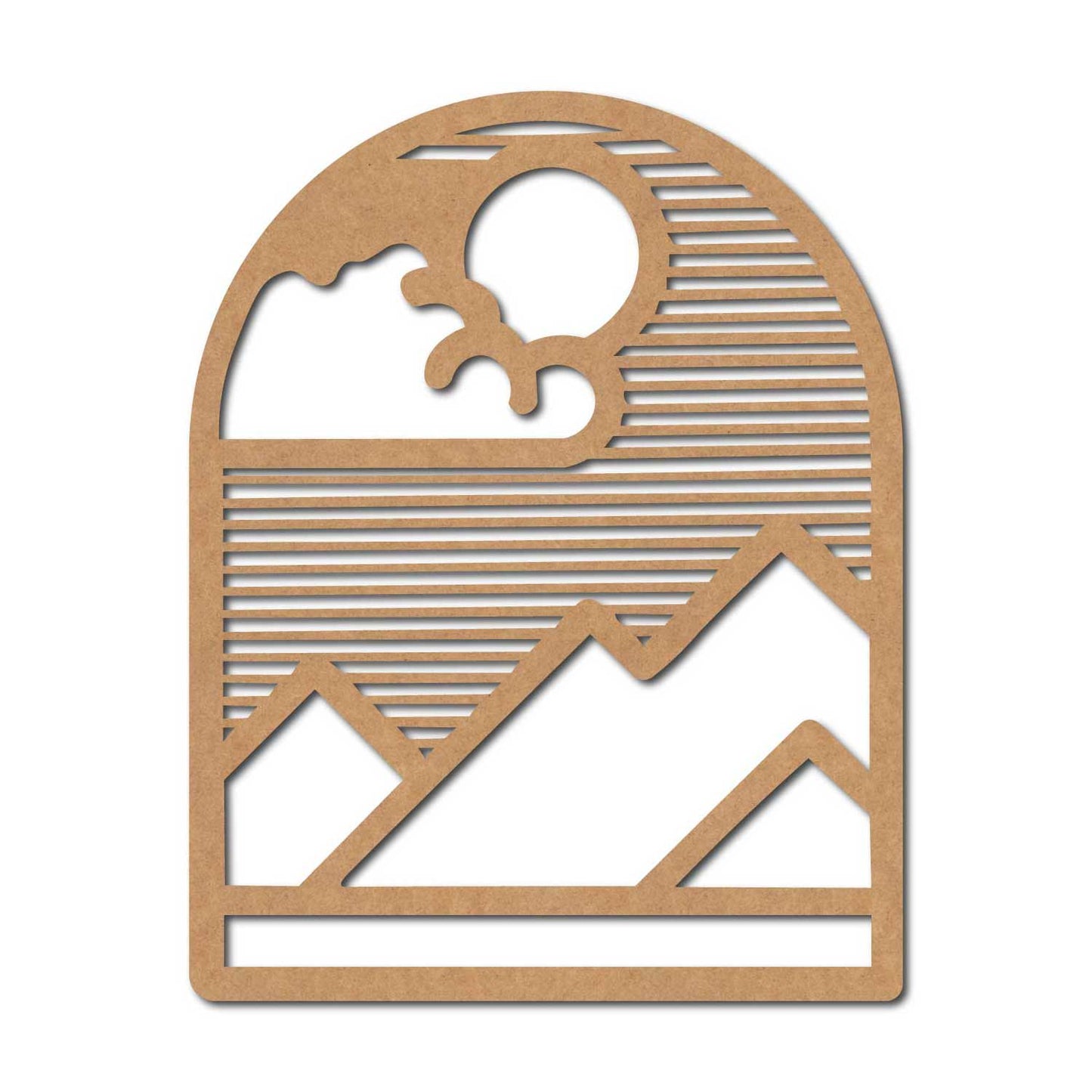 Mountains Sun Cloud Wall Cutout MDF Design 1