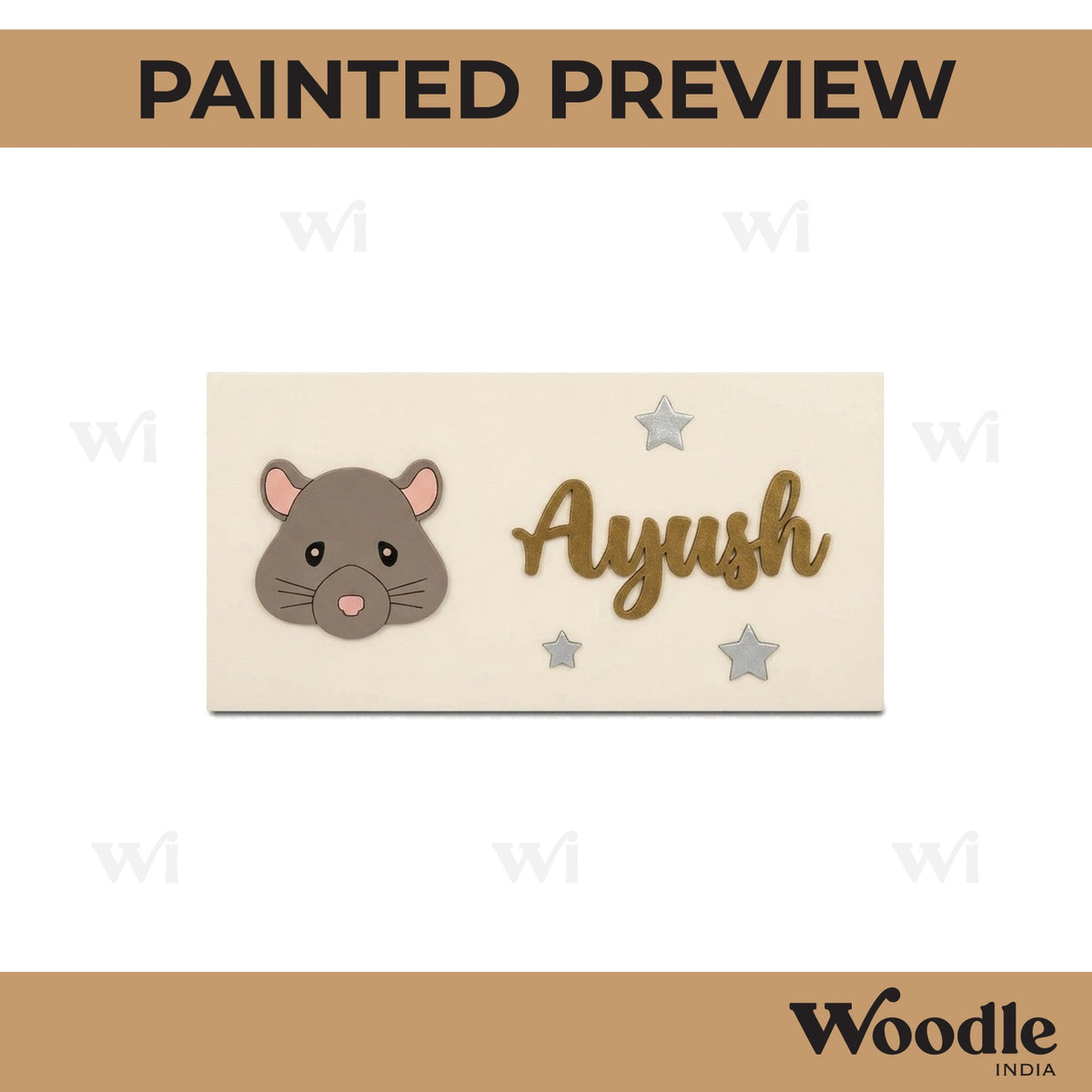 Mouse Kids Nameplate MDF Design 1