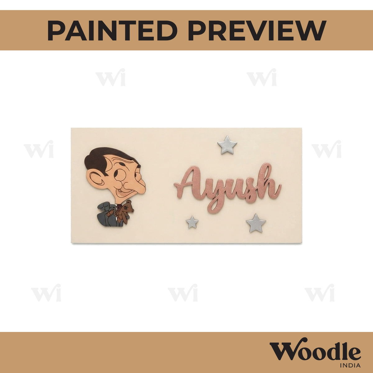 Mr. Bean Kids Nameplate MDF Design 1