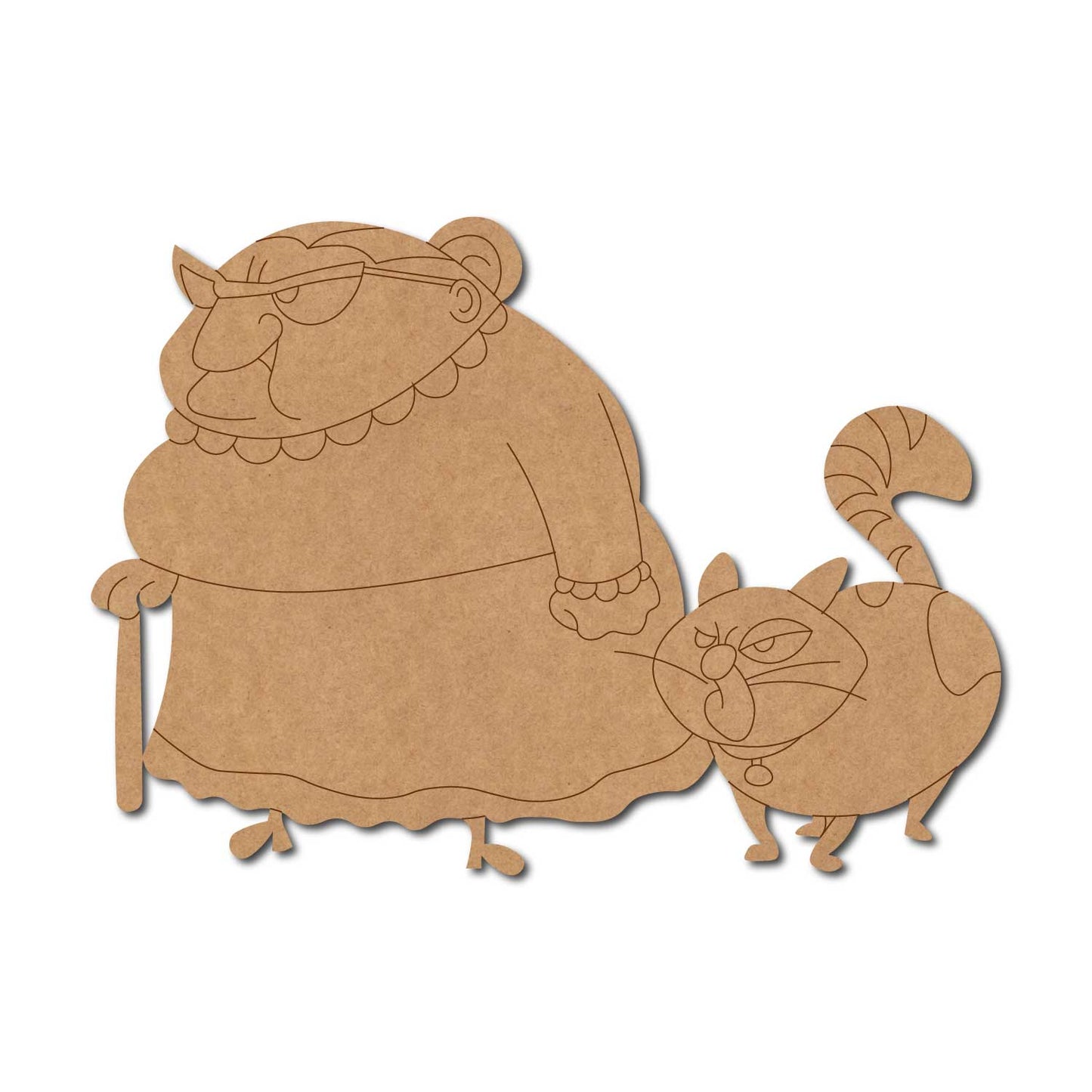 Mr. Bean Old Lady With Cat Pre Marked MDF Design 1