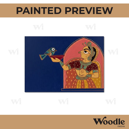 Mughal Maharani With Bird Pre Marked MDF Design 1