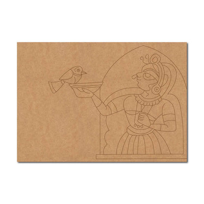 Mughal Maharani With Bird Pre Marked MDF Design 1