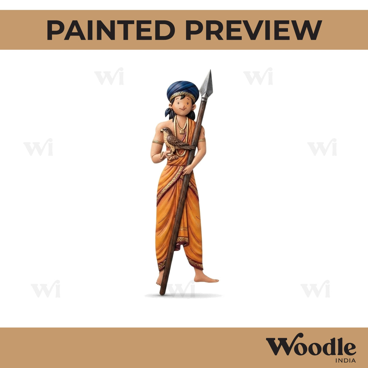 Mughal Man With Eagle And Spear Pre Marked MDF Design 1