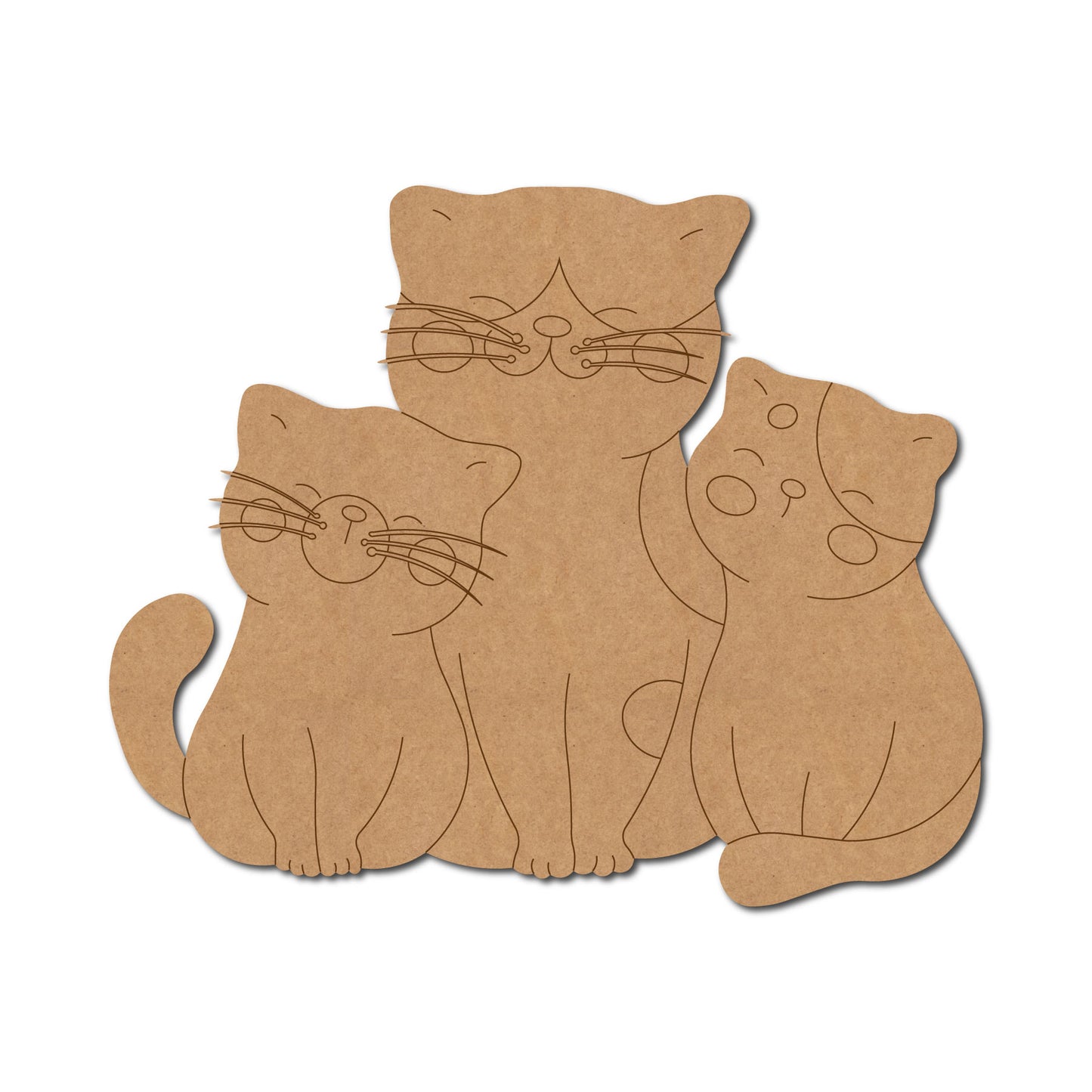 Multiple Cats Pre Marked MDF Design 1