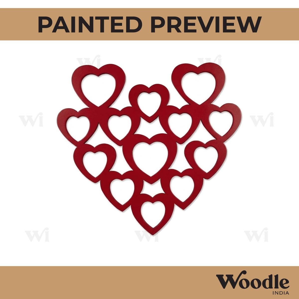 Multiple Hearts Cutout MDF Design 1