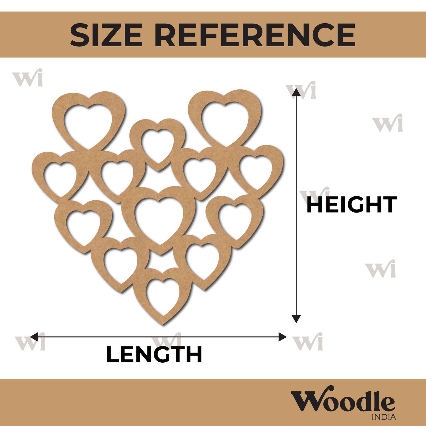 Multiple Hearts Cutout MDF Design 1