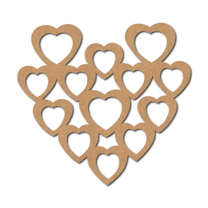 Multiple Hearts Cutout MDF Design 1