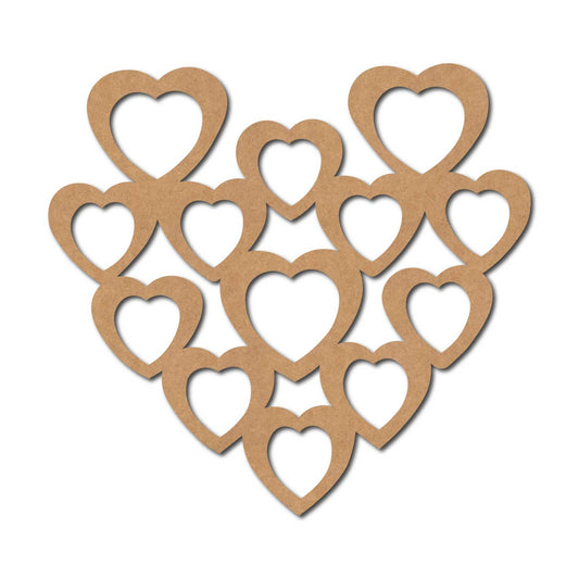 Multiple Hearts Cutout MDF Design 1
