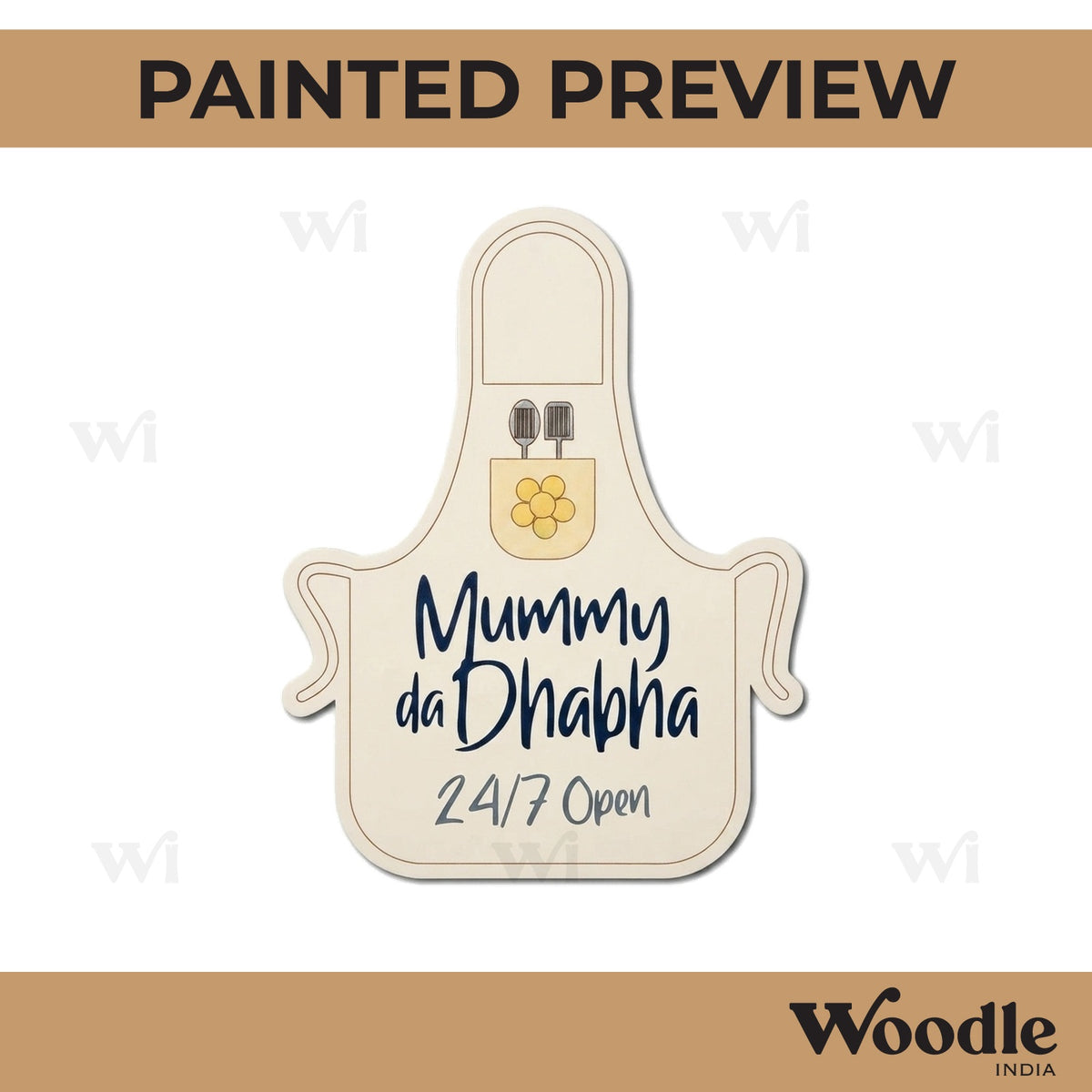 Mummy Da Dhaba Apron Pre Marked MDF Design 1