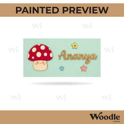 Mushroom Kids Nameplate MDF Design 1