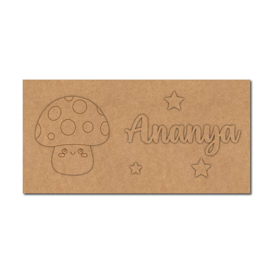 Mushroom Kids Nameplate MDF Design 1