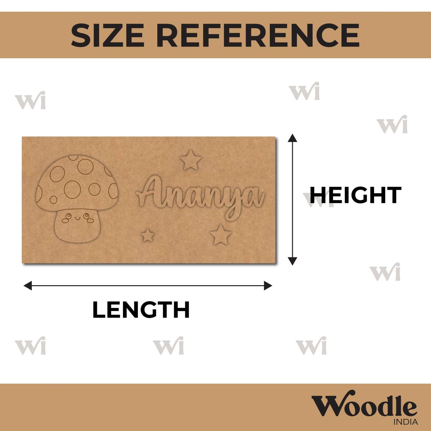 Mushroom Kids Nameplate MDF Design 1