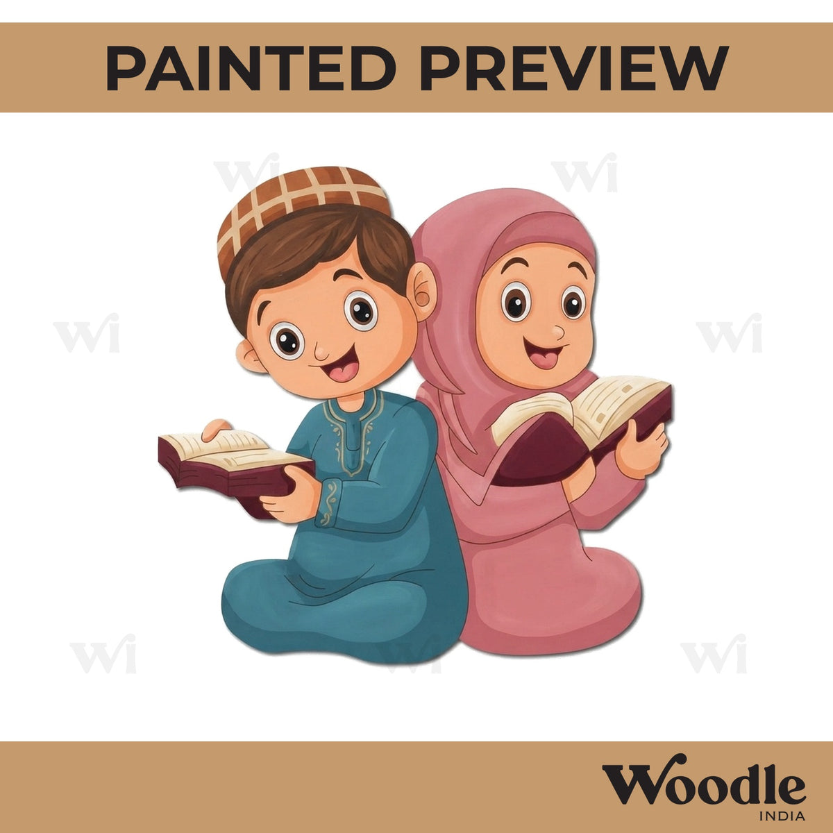 Muslim Boy And Girl Pre Marked MDF Design 1