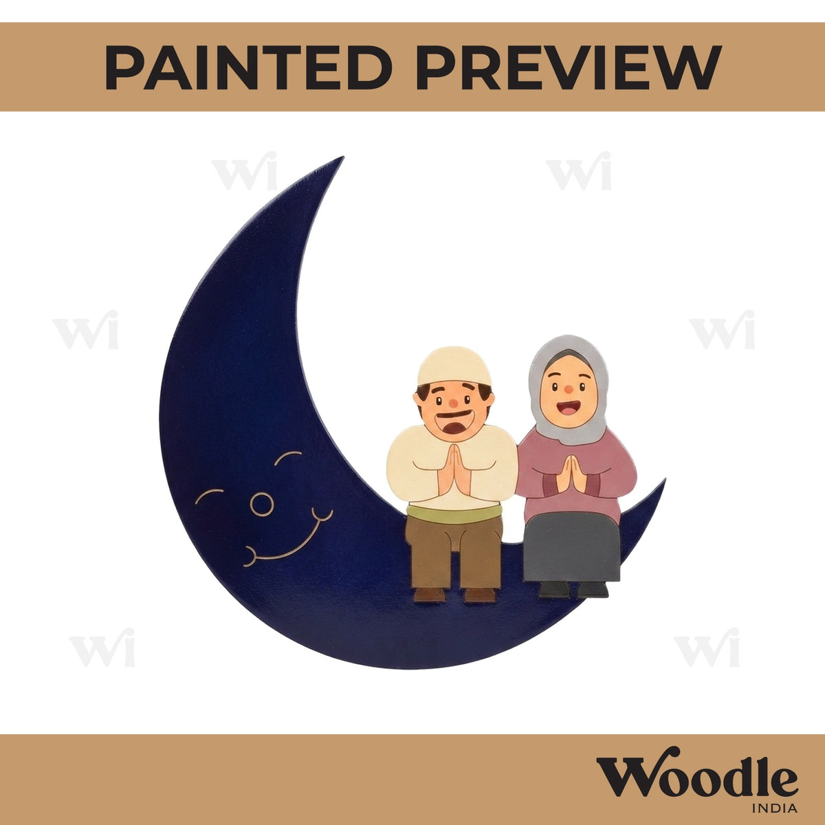 Muslim Couple On Moon Pre Marked MDF Design 1