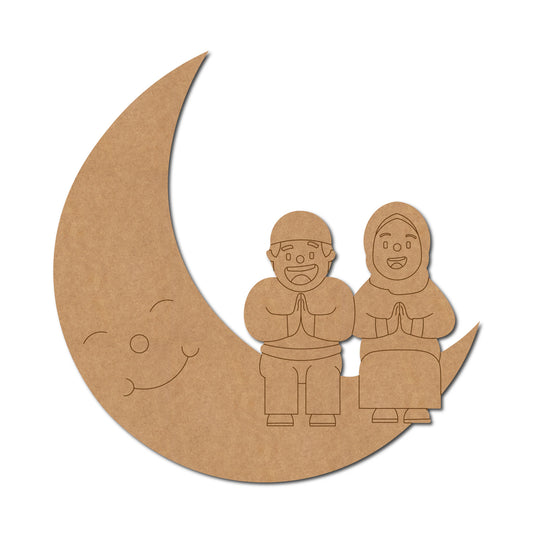 Muslim Couple On Moon Pre Marked MDF Design 1