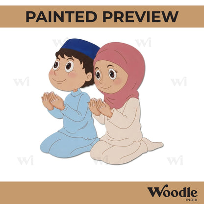 Muslim Couple Praying Pre Marked MDF Design 1