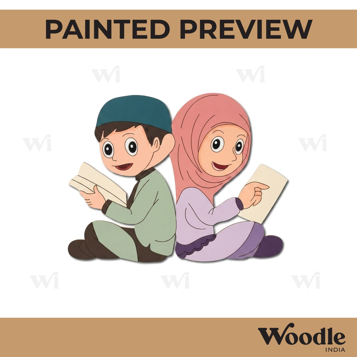 Muslim Couple Praying Pre Marked MDF Design 2