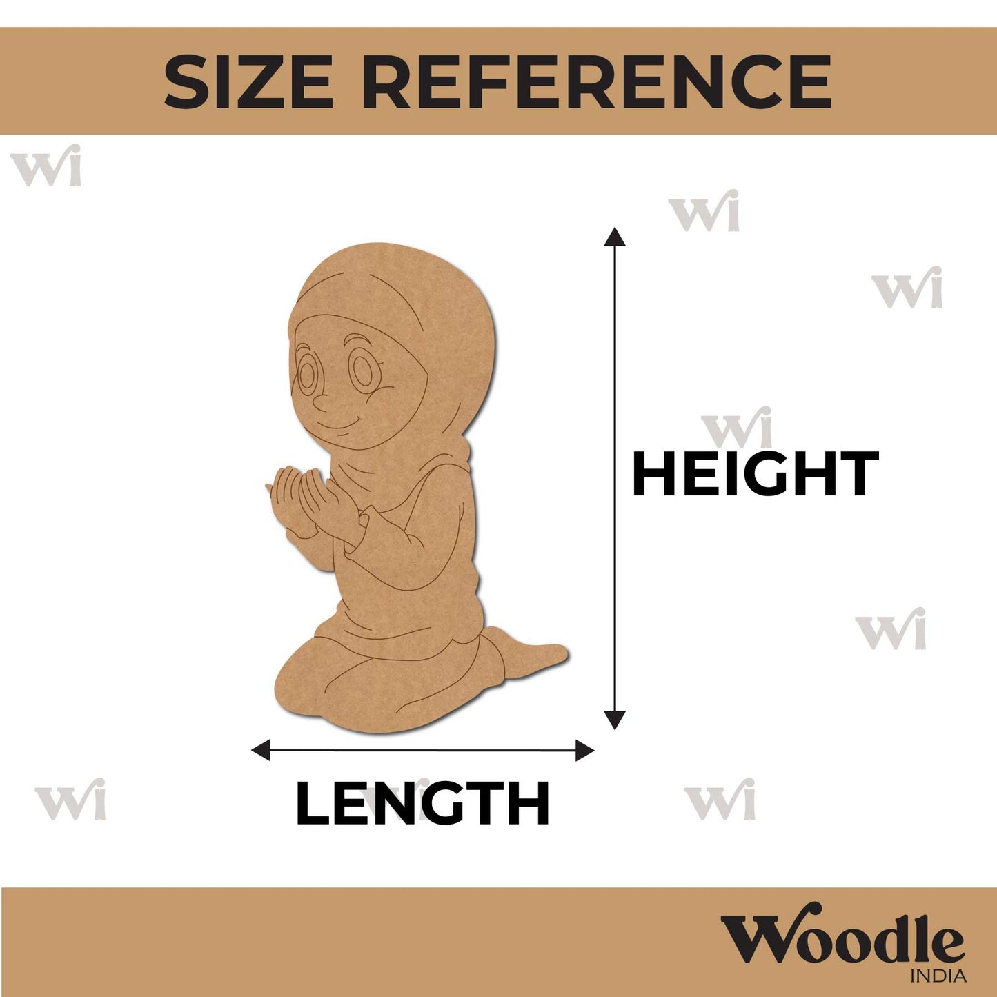 Muslim Girl Praying Pre Marked MDF Design 1
