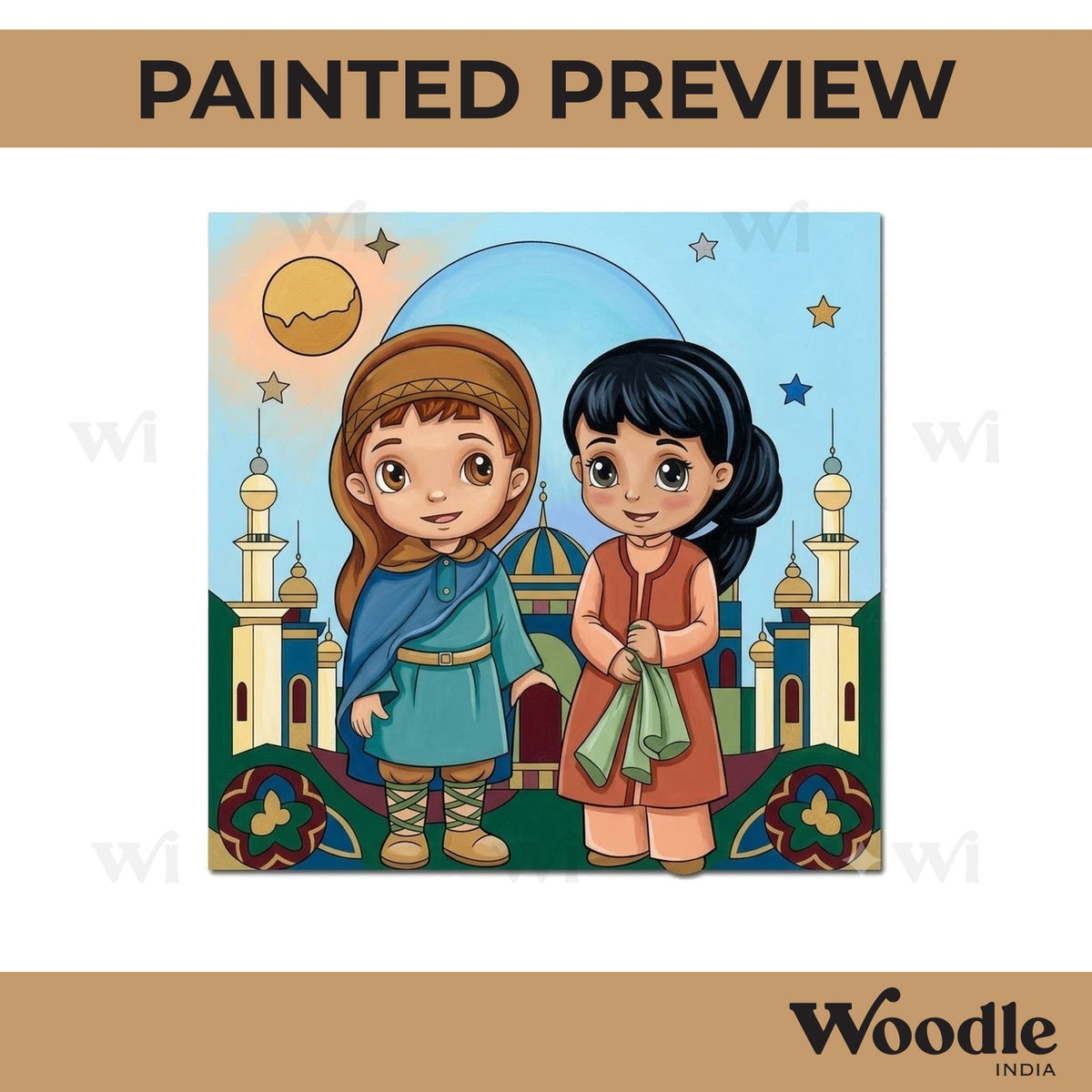 Muslim Girls Mosque Pre Marked Square MDF Design 1