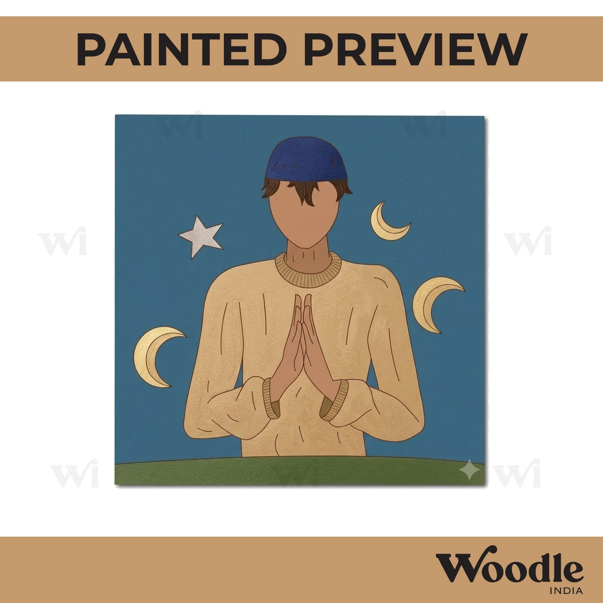 Muslim Man Praying Pre Marked Base MDF Design 1