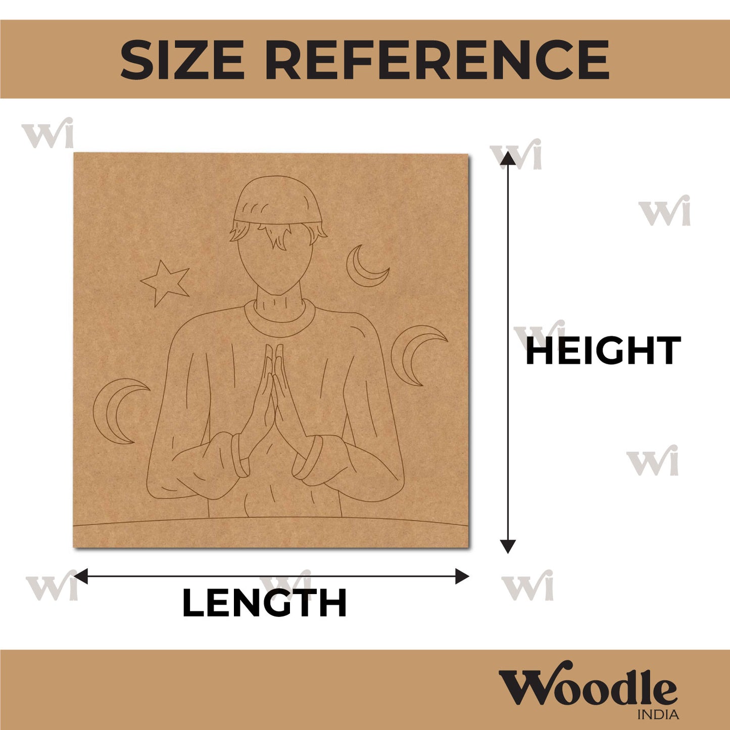Muslim Man Praying Pre Marked Base MDF Design 1