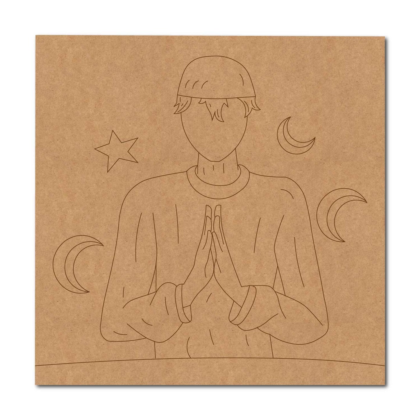 Muslim Man Praying Pre Marked Base MDF Design 1
