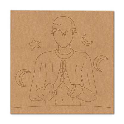 Muslim Man Praying Pre Marked Base MDF Design 1