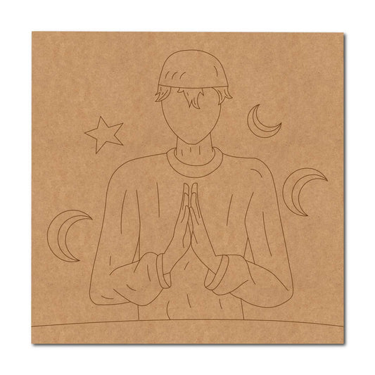Muslim Man Praying Pre Marked Base MDF Design 1