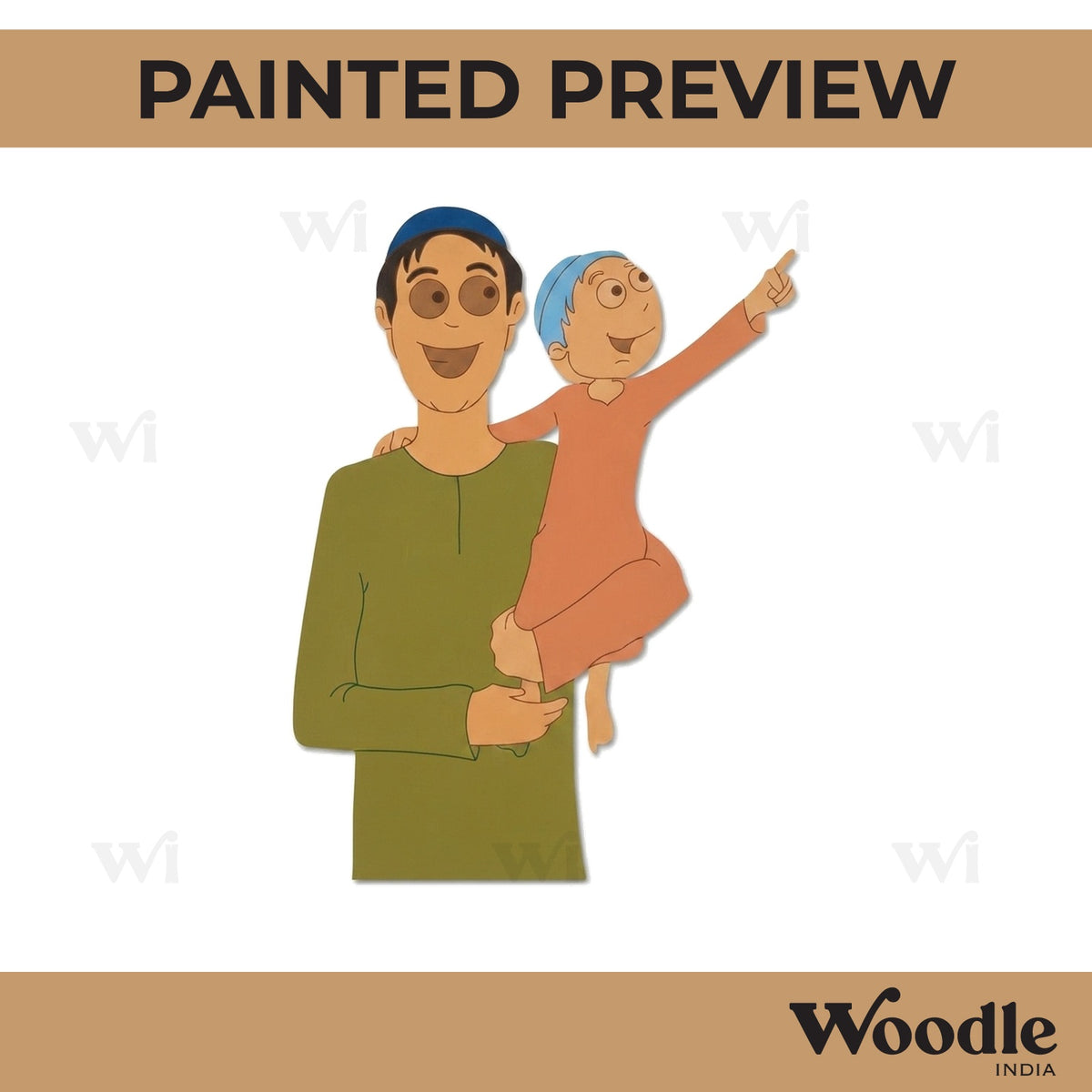 Muslim Man With Child Pre Marked MDF Design 1