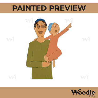 Muslim Man With Child Pre Marked MDF Design 1