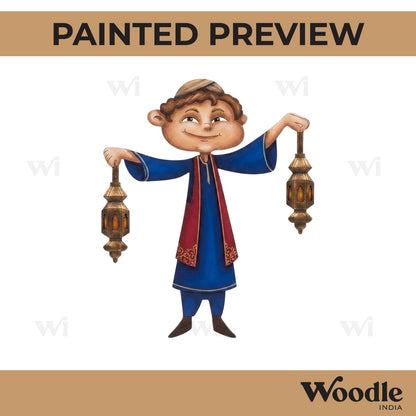 Muslim Man With Lanterns Pre Marked MDF Design 1