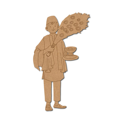 Muslim Man With Peacock Feathers Pre Marked MDF Design 1