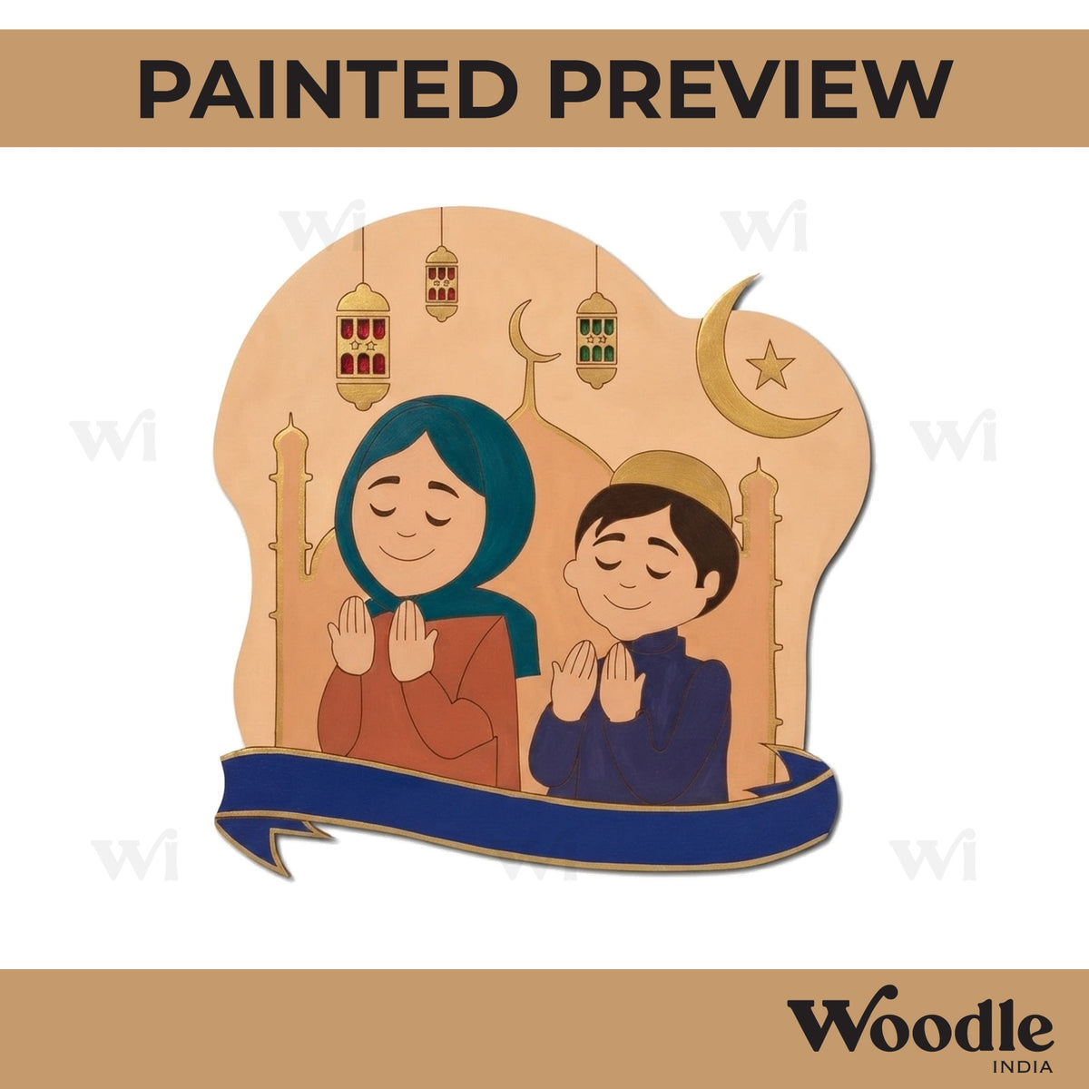 Muslim Mother With Child Pre Marked Base MDF Design 1