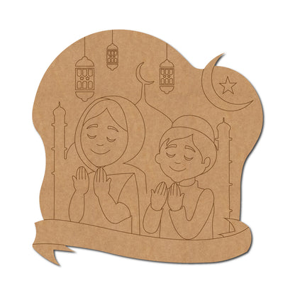 Muslim Mother With Child Pre Marked Base MDF Design 1