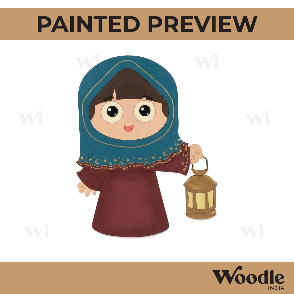Muslim Woman With Lantern Pre Marked MDF Design 1