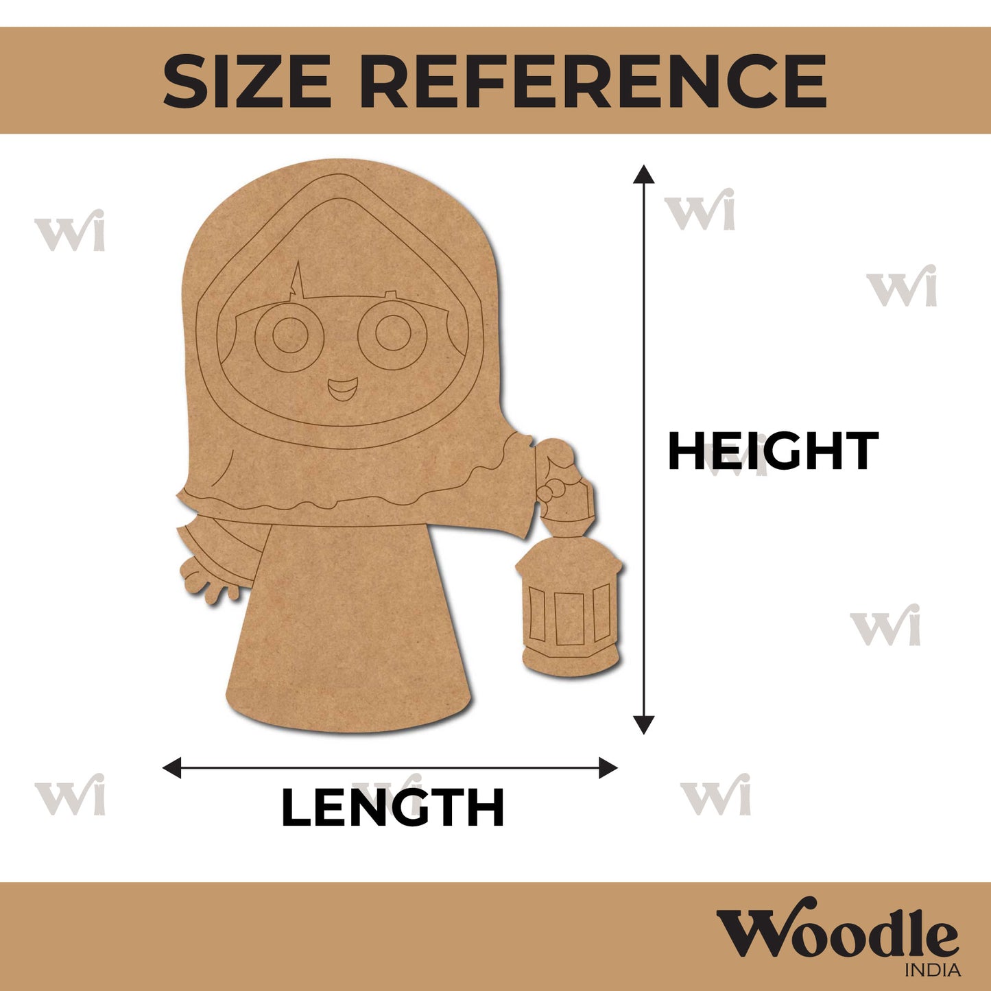 Muslim Woman With Lantern Pre Marked MDF Design 1