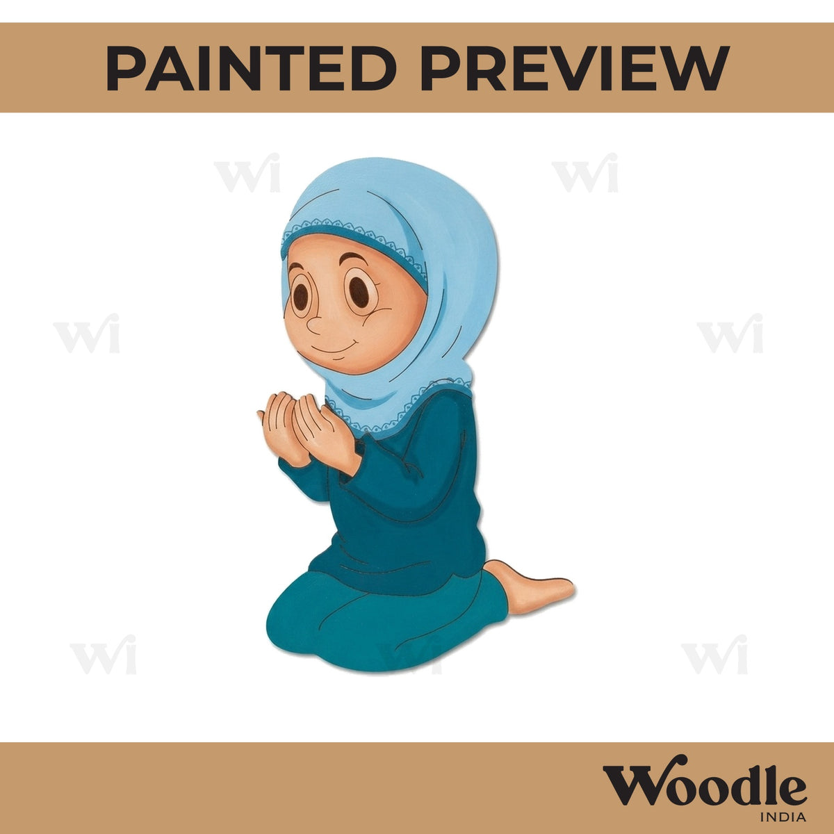 Muslim Girl Praying Pre Marked MDF Design 1