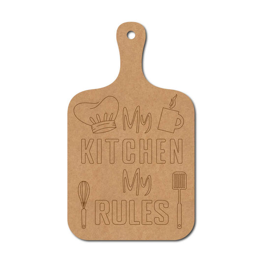 My Kitchen My Rules Chopping Board Pre Marked MDF Design 1