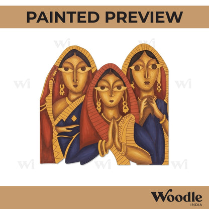 Namaste Women Folk Art Pre Marked Square MDF Design 1