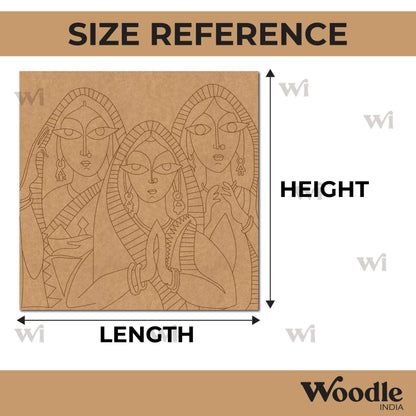 Namaste Women Folk Art Pre Marked Square MDF Design 1