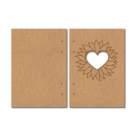 Notebook Cover Heart Flower MDF Design 1