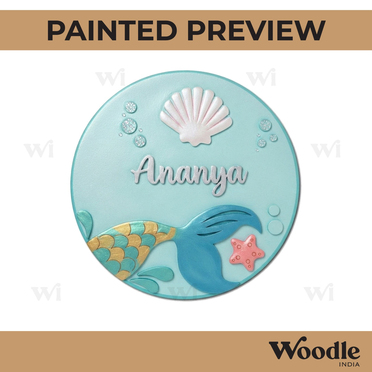 Ocean Theme Nameplate MDF Design 3