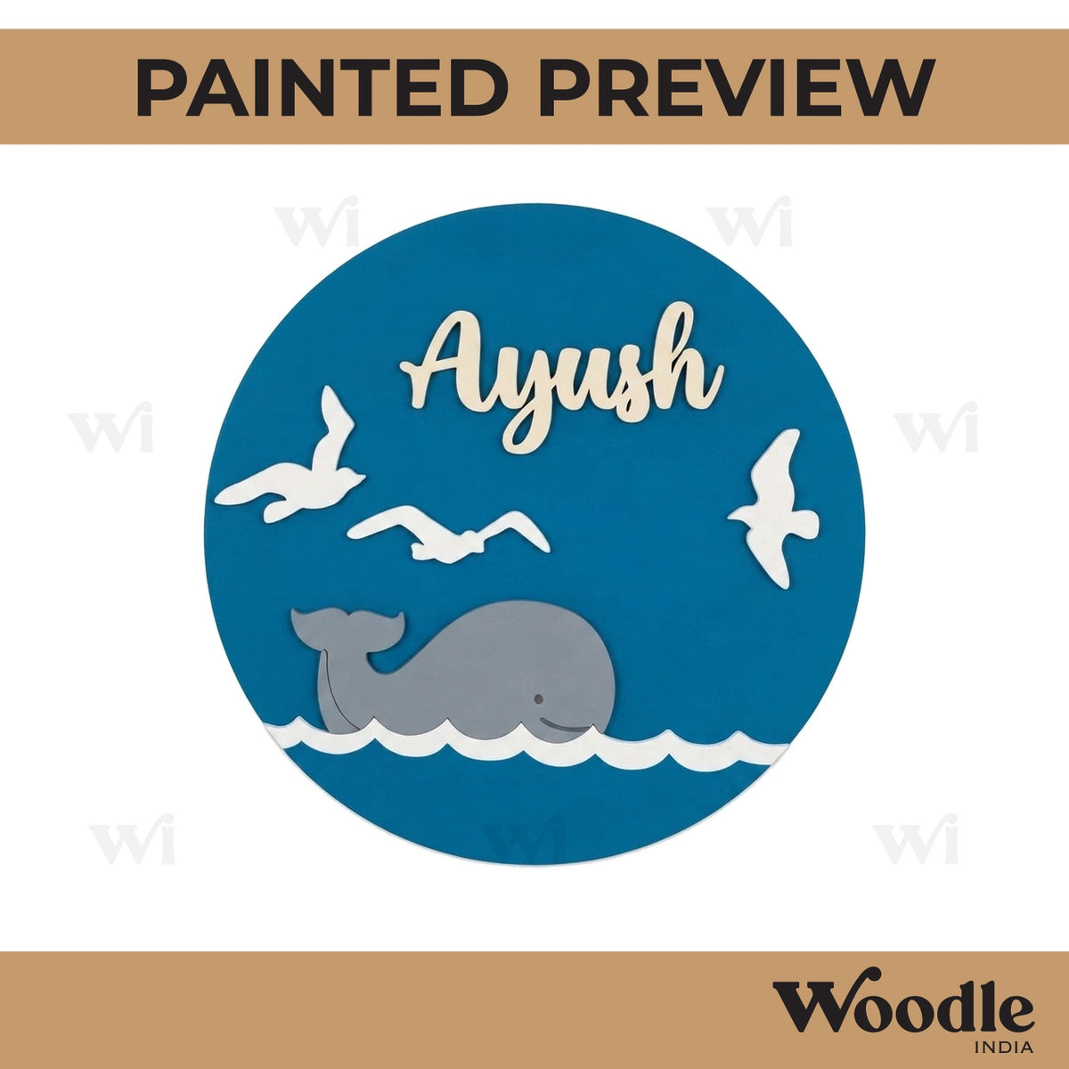 Ocean Theme Nameplate MDF Design 4