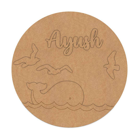 Ocean Theme Nameplate MDF Design 4