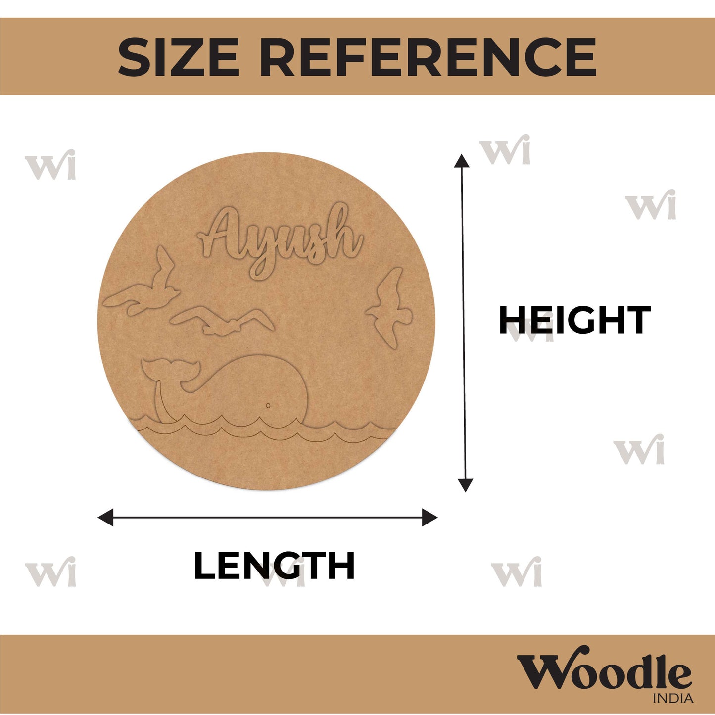 Ocean Theme Nameplate MDF Design 4