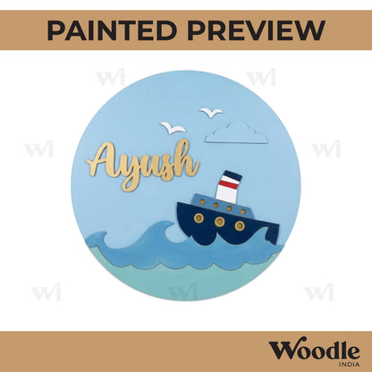 Ocean Theme Nameplate MDF Design 5