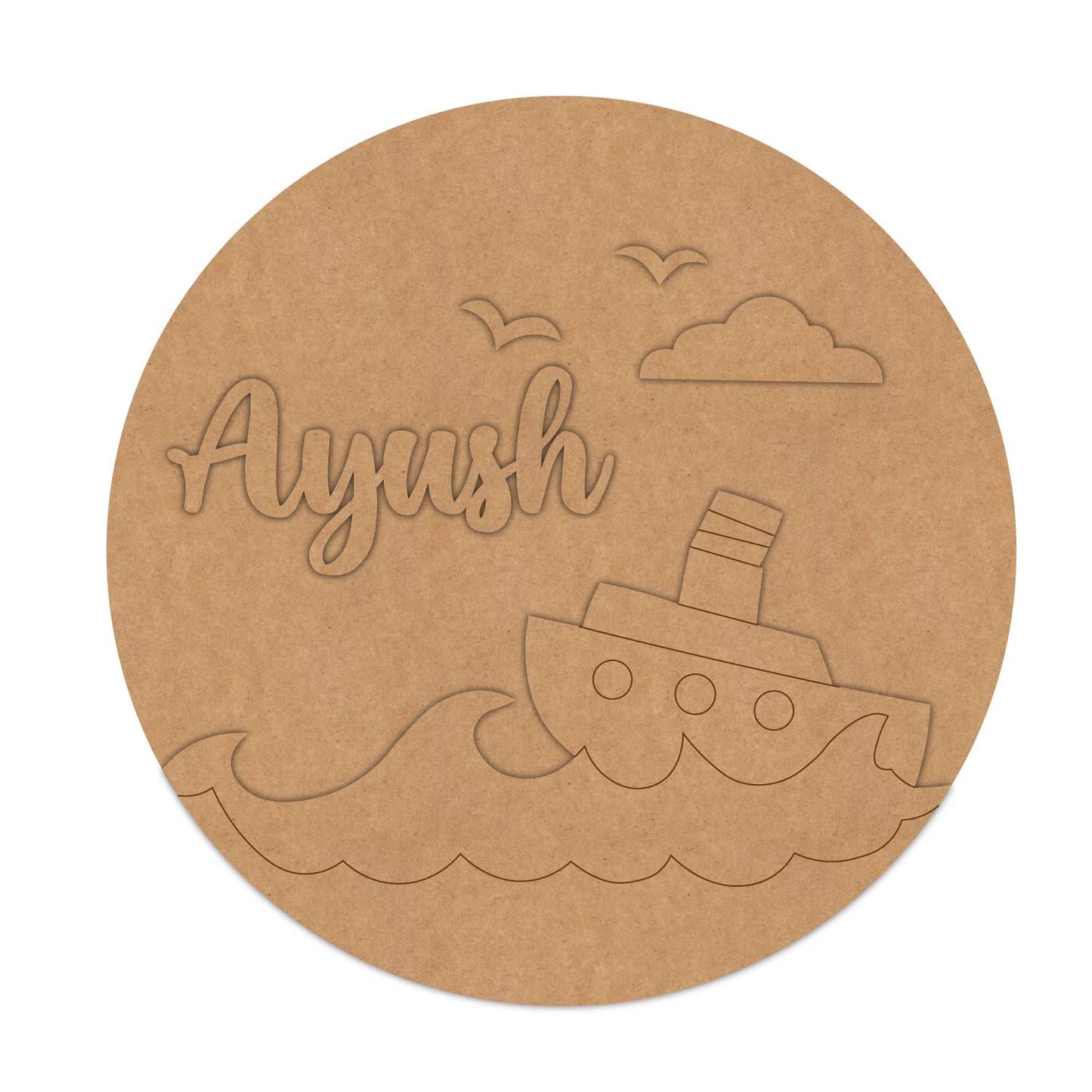 Ocean Theme Nameplate MDF Design 5