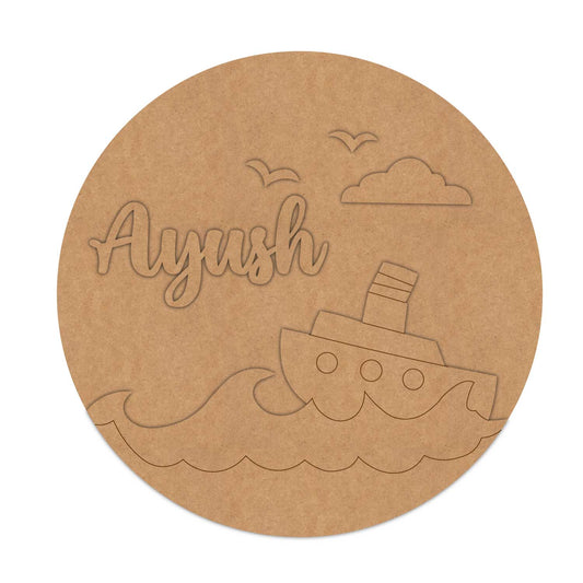Ocean Theme Nameplate MDF Design 5