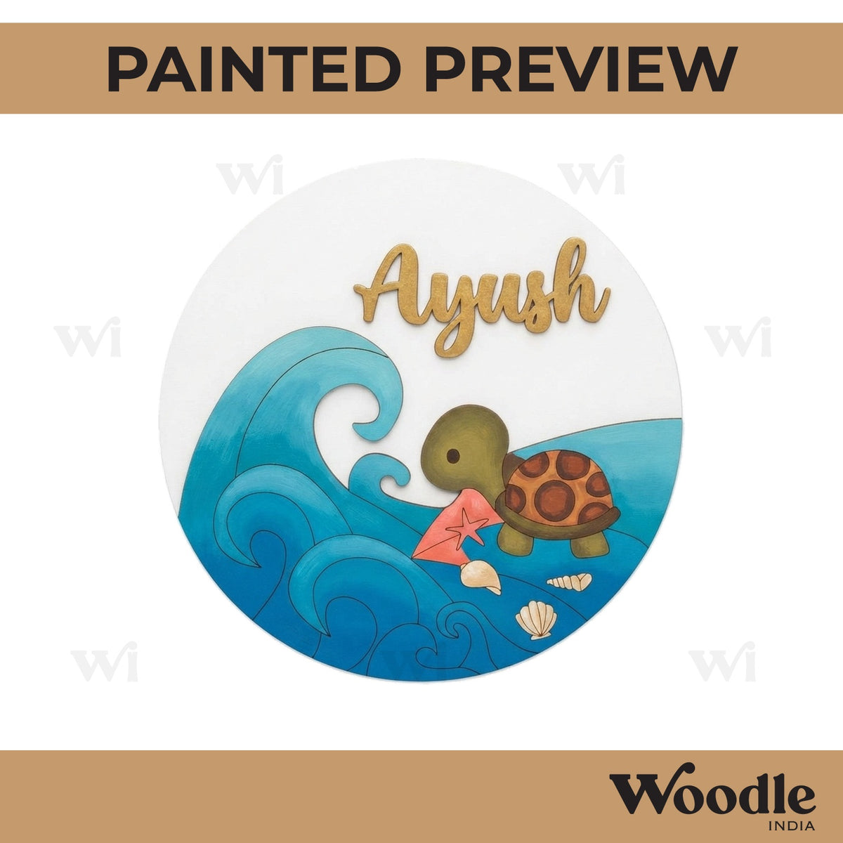 Ocean Theme Nameplate MDF Design 6